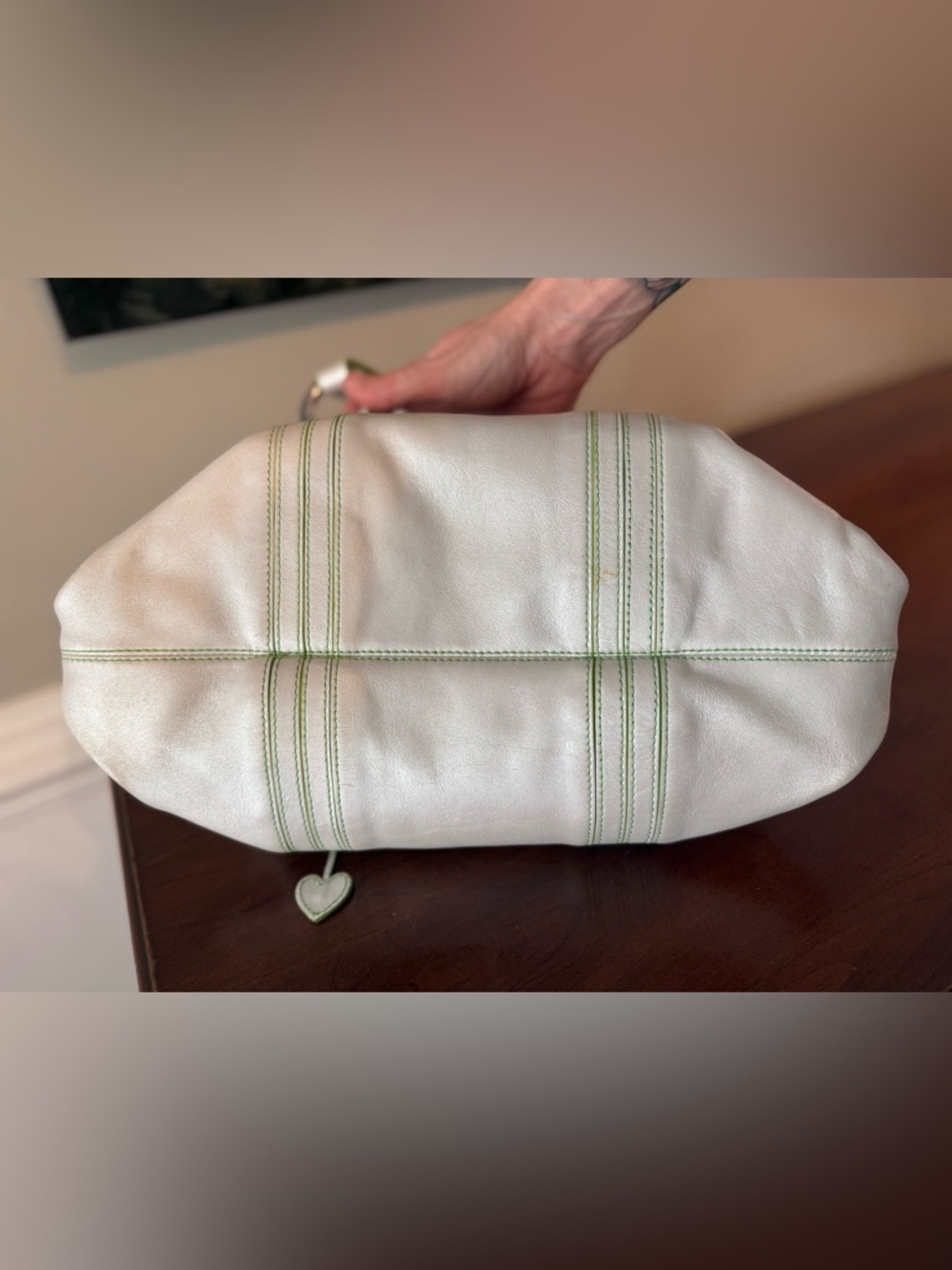 Elliott Lucca Pearly White Leather Shoulder Bag | Y2K Charm Bag Spring Summer 🤍 - Picture 9 of 16